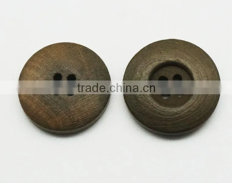 Brown Natural Wooden Buttons Big 4 Hole Round Buttons