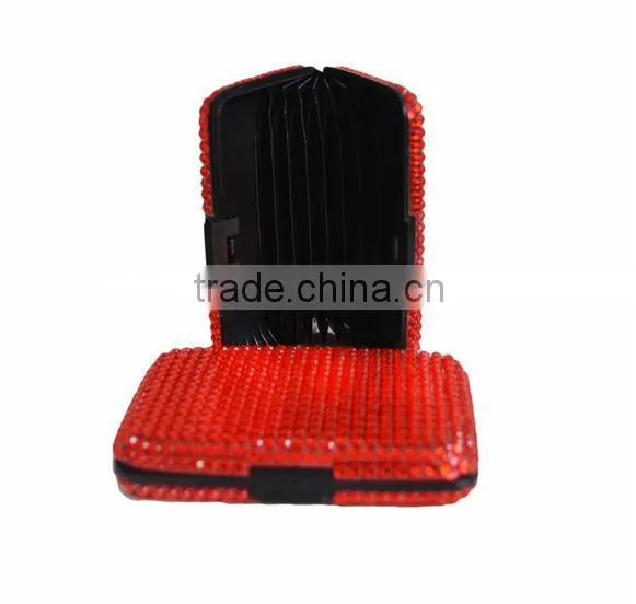 crystal aluminum credit card holder with rhinestone,plastic credit card case