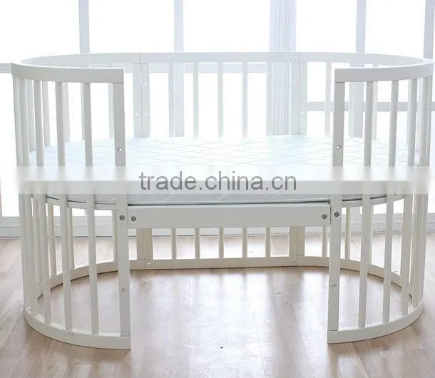 3 in 1 white sleigh wooden baby crib / baby cot