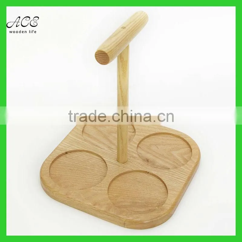 wooden coffee cup carry tray/ wooden tea cup holder tray