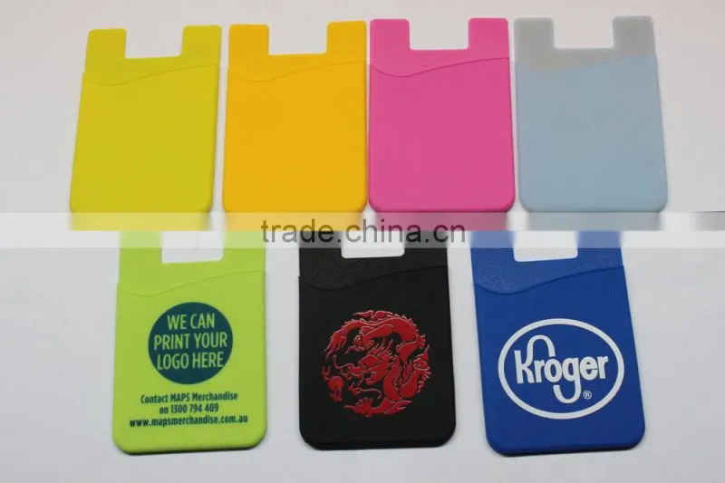 Eco-friendly Reusable Soft touch Cheap silicone phone case card holder
