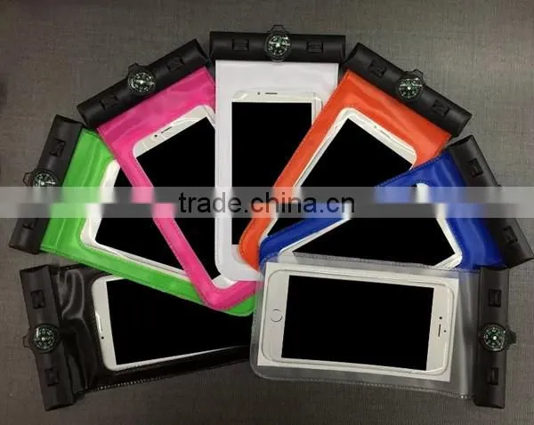 Hot Selling PVC Summer Swimming Mobile Phone Waterproof Bag, Universal Compass Waterproof Pouch For Smartphone 5.8"