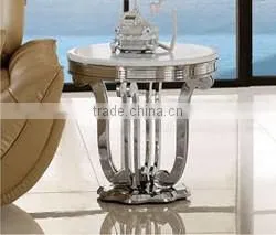 foshan modern stainless steel round shape coffee/center table set with marble top