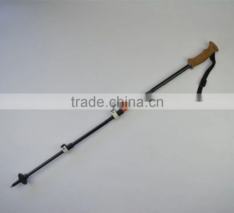 2016 New trekking pole, carbon fiber, CORK handle, 3 sections, external lock, SZ15507