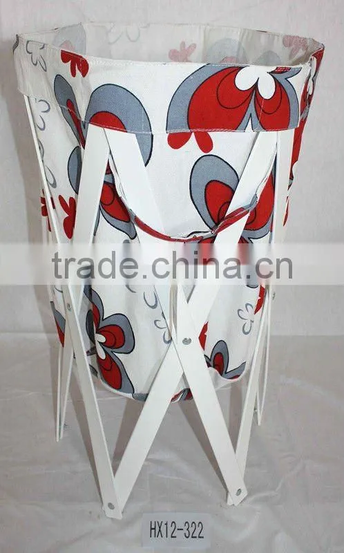 Patent Folding Wooden Laundry Hamper With Canvas bag
