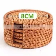 Handmade rattan cup holder / set of 6 rattan coasters made in Vietnam