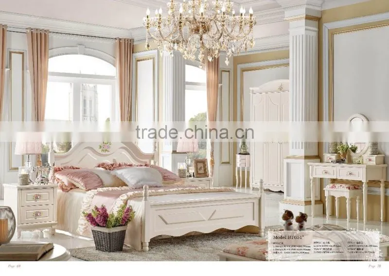 MJ651# Trendy White Painted Children bedroom wood furniture