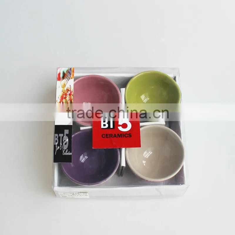 4pcs colorized ceramic bowl mini stoneware dinner set
