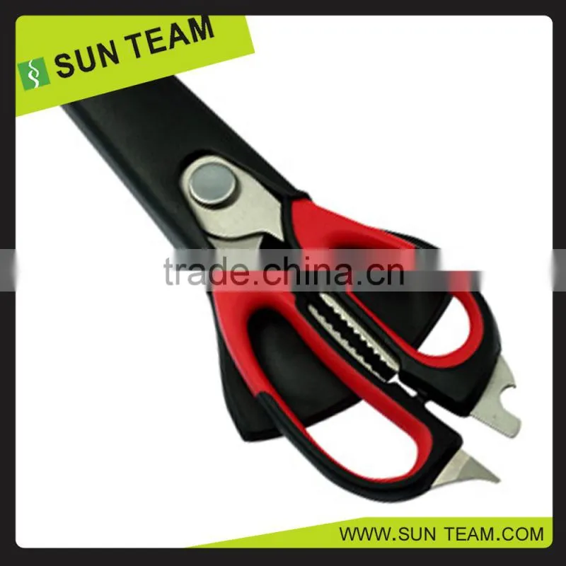 SK009 9" Professional multi function blade kitchen scissors with magnetic holder
