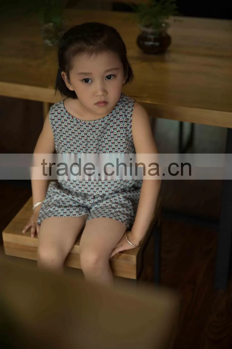 new fashion girl sleeveless set chifon blouse set for baby girl printed flower dress jumpsuit