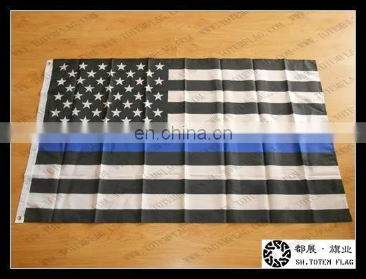 American Police Thin Blue Line black white american flag