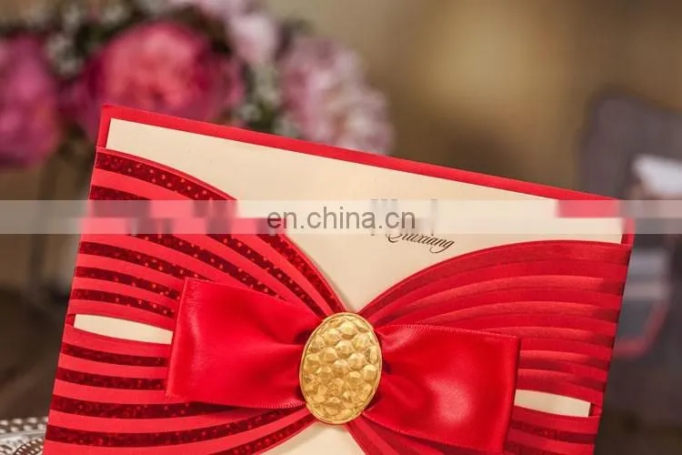 Luxury Greeting Card 6005 Free Customized Printing Red Wedding Invitation Cards