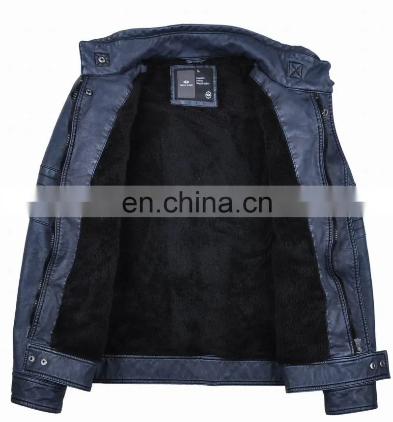 2015 lastest fashion mens handsome fur lined pu leather fur coat