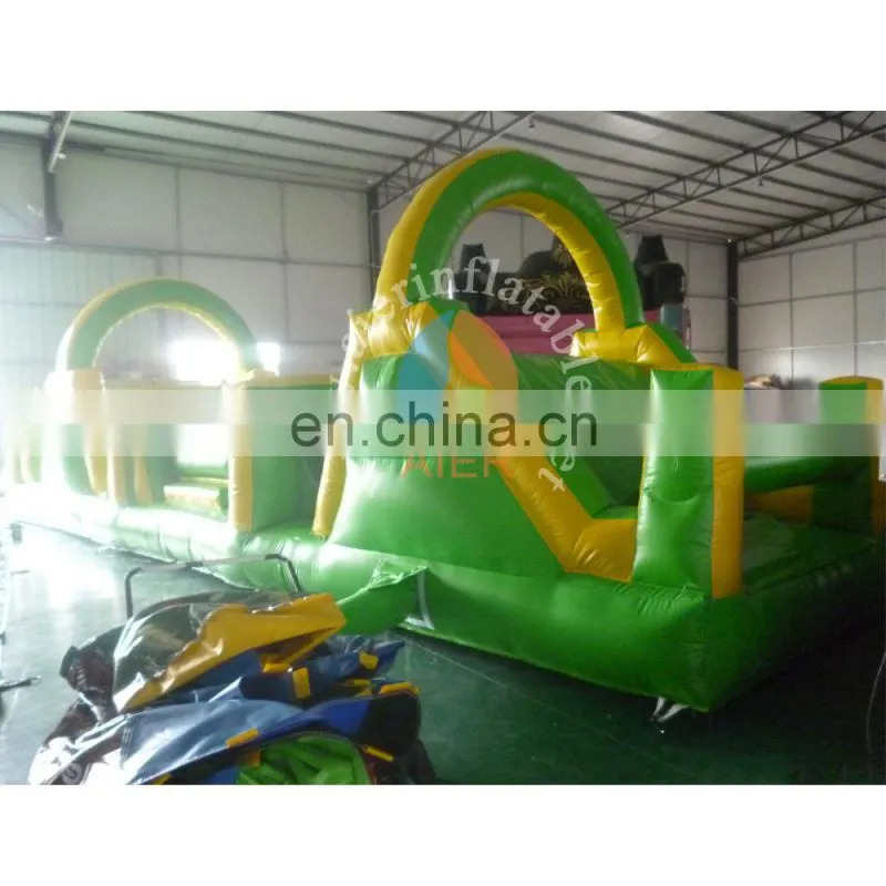 Green Inflatable Obstacle course for elder kids cheap inflatable obstacles for sale