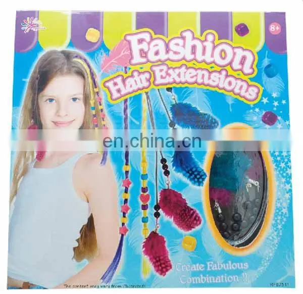 2015 new fashion DIY toy set colorful feather/synthetic clip-in hair extension for kids-1