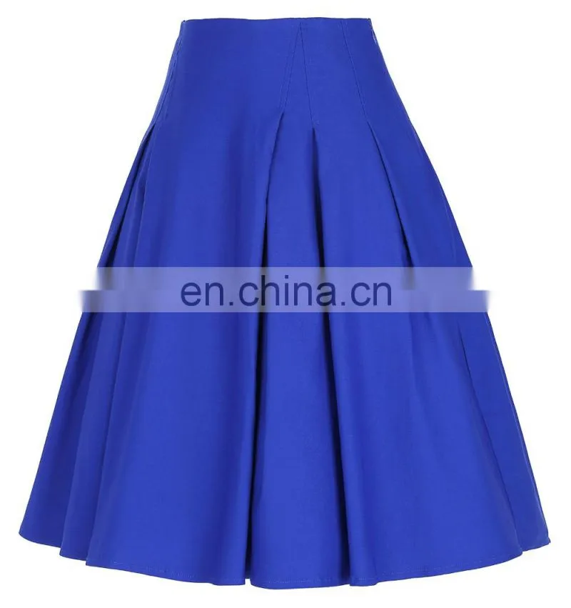 Grace Karin Women's High Stretchy Vintage Retro Blue A-Line Short Skirt CL010451-3