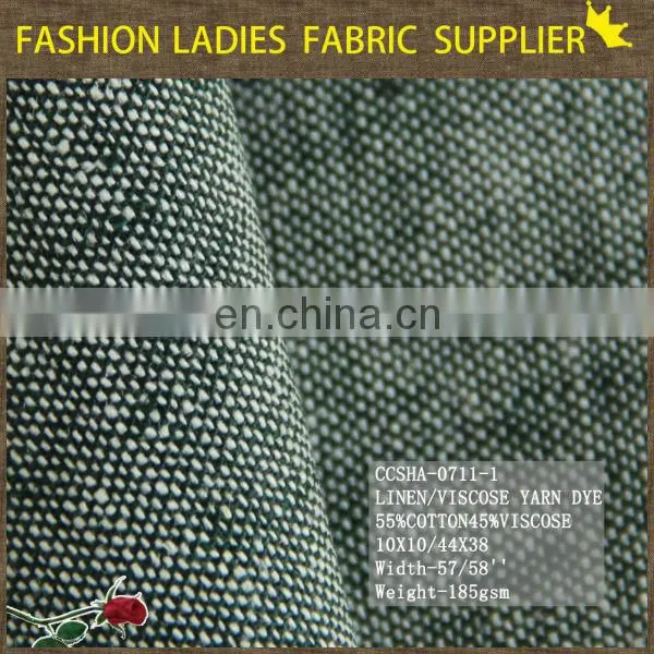 2014 new design 55%ctn45%viscose yarn dye fabric,linen/viscose yarn dye ,viscose/cotton fabric