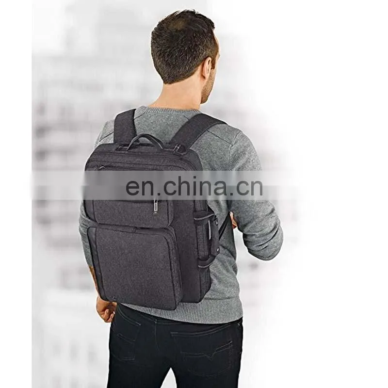Grey 15.6" Laptop Hybrid Briefcase Backpack