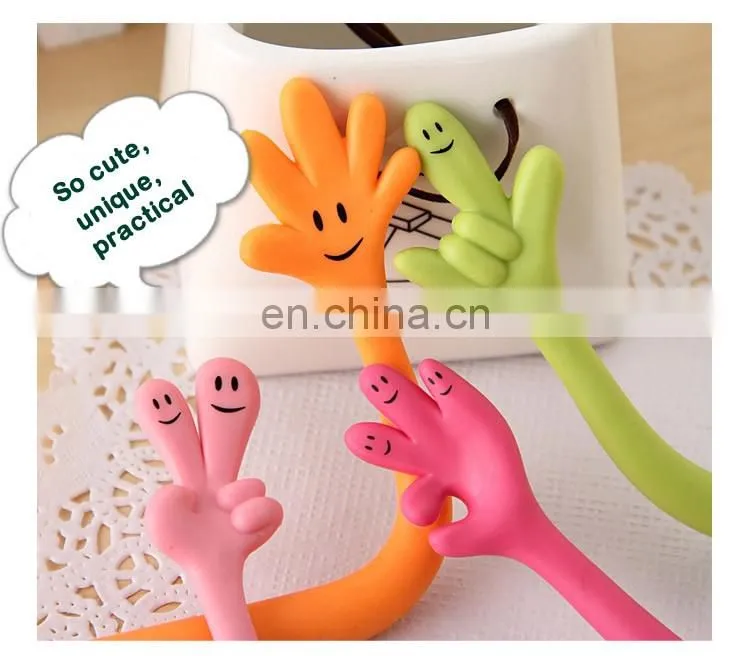 Silicone PP creative stationery ballpoint pen/colorful gestures for children study