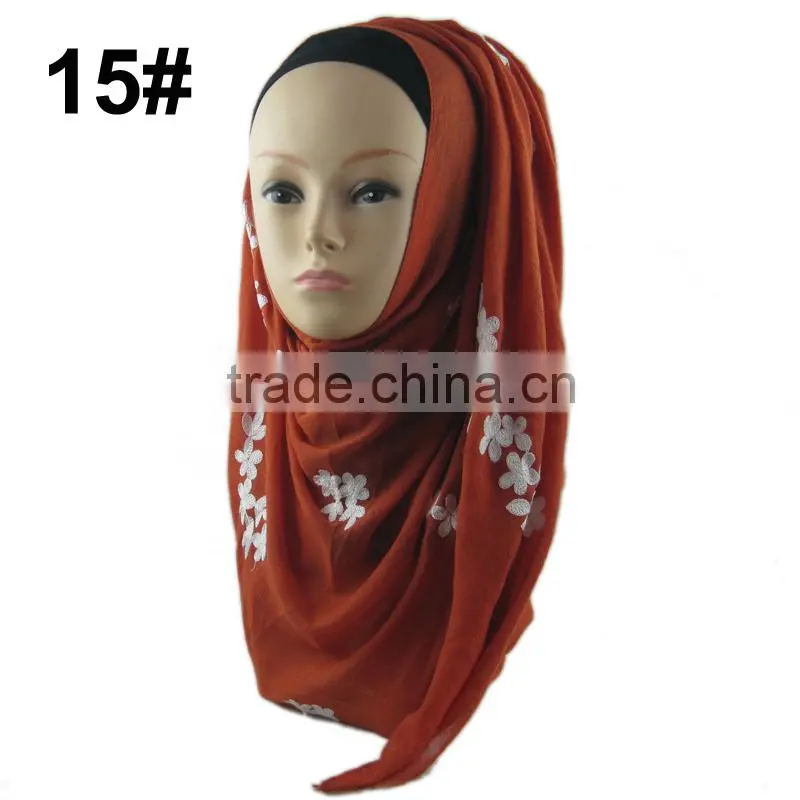 Fashion viscose 180*70cm embroid muslim LONG scarf islamic HEADSCARF