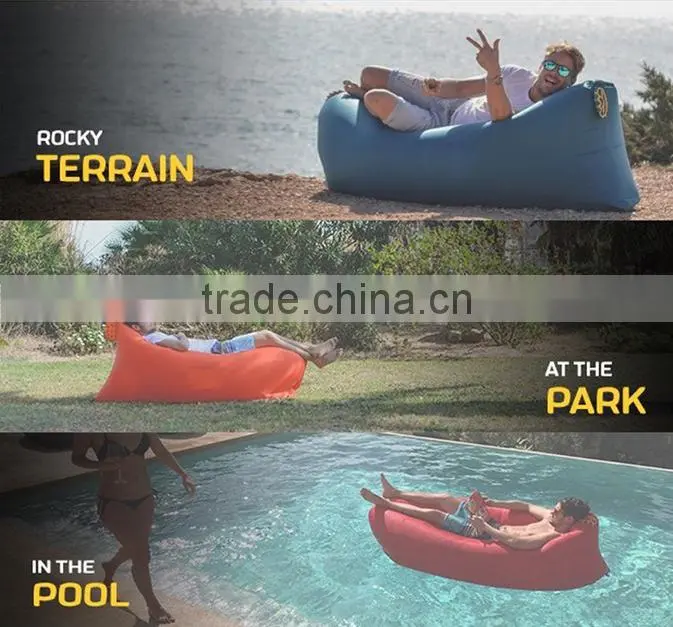 Outdoor Inflatable Lounger Hangout Nylon Air Sleeping Bag Camping