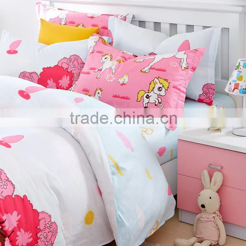 Good quality cartoon horse print best bedding sets China 4pcs life comfort sheet set