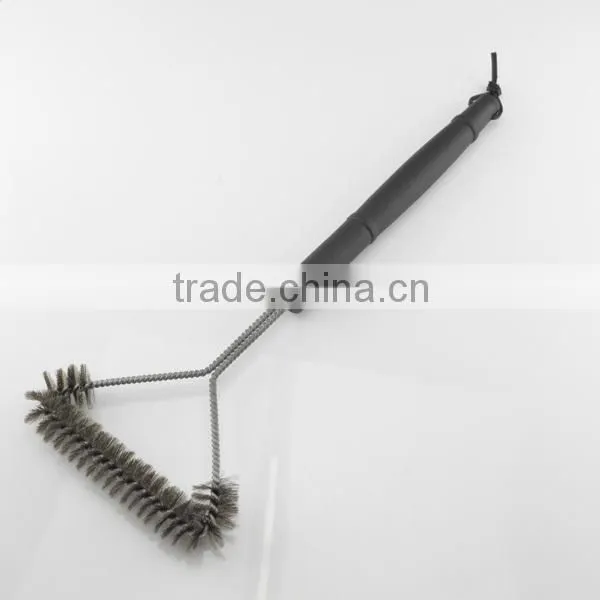 In stock factory 12'' BBQ grill brush zinc plated wire bbq cleaning brush brass wire BBQ Grill cleaning brush