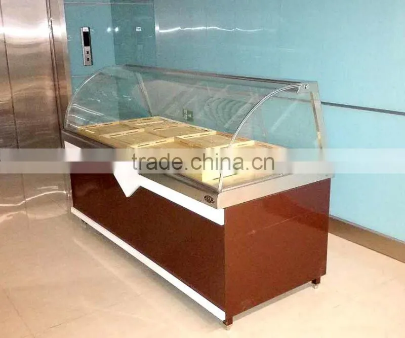 APEX glass food display showcase for warmer cooler and normal models