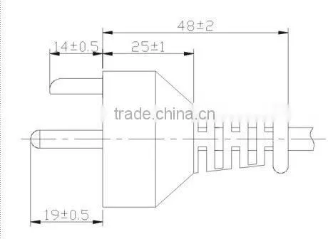 Denmark 3 pins locking plug ac power cord