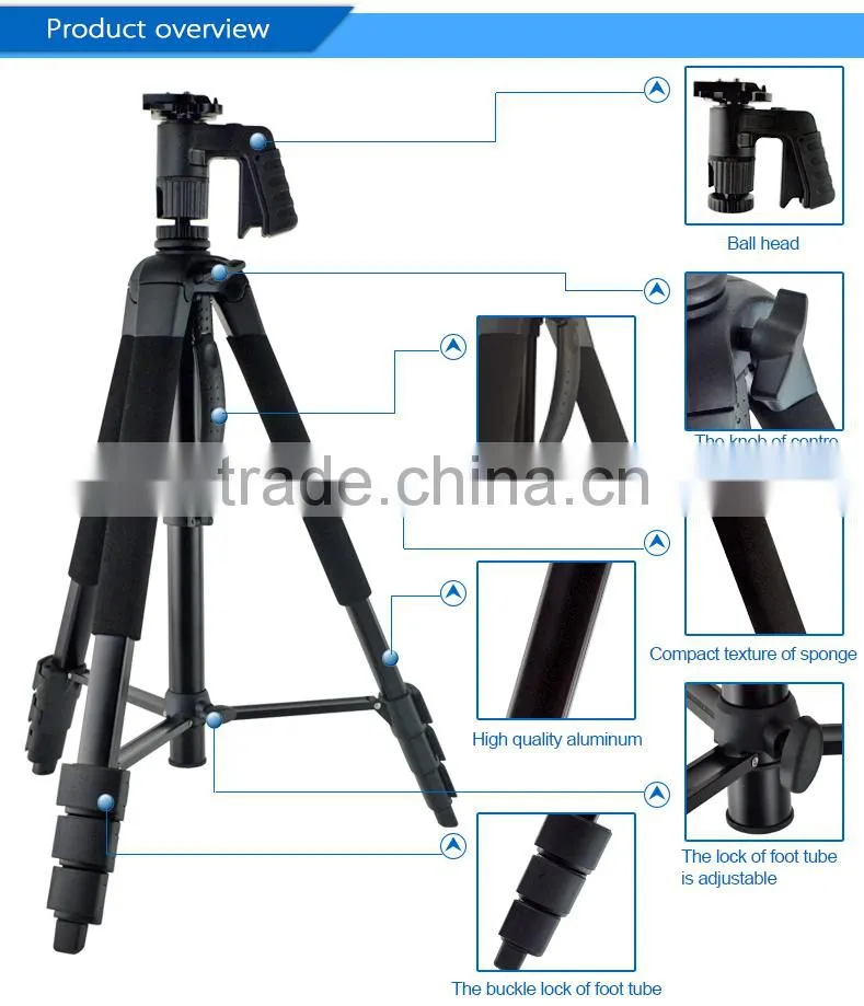 heavy duty 1.8m 4secion Portable Fashionable multi-functional professional tripod with ball head