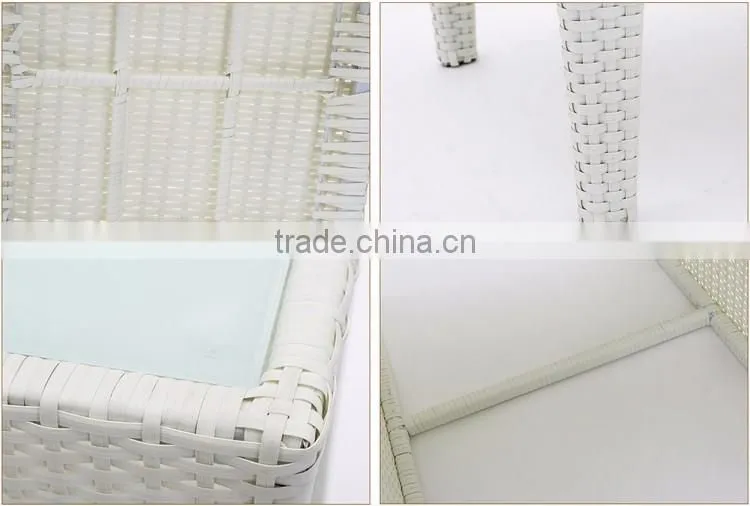 White Wicker Furniture Set Wholesale Poly Rattan Furniture Outdoor Rattan Table And Chair 3 Piece