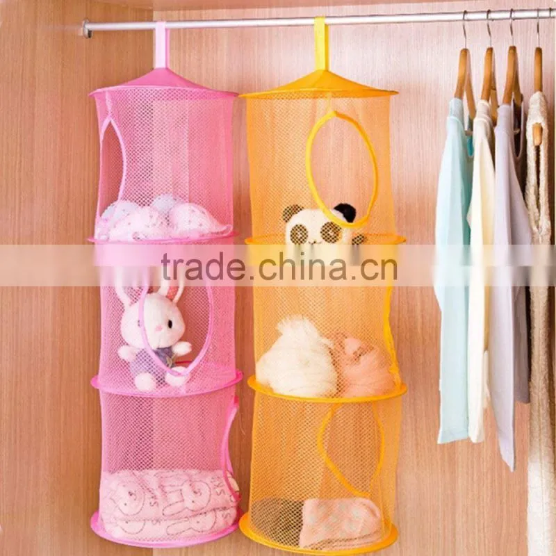 3 Shelf Layer Hanging Storage Basket Bags Net Kids Toy STuffed Plush Organizer Bag Bedroom Wall Door Closet