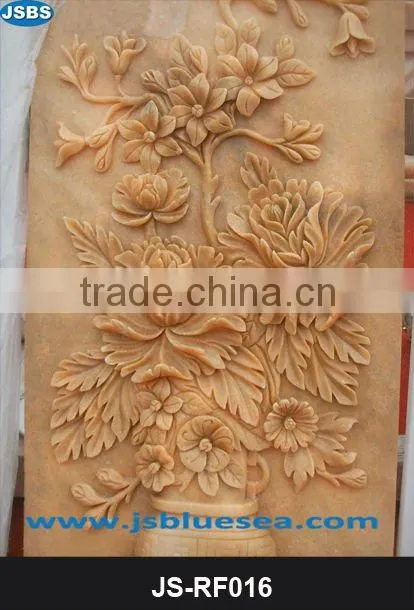 Red marble water lily relief