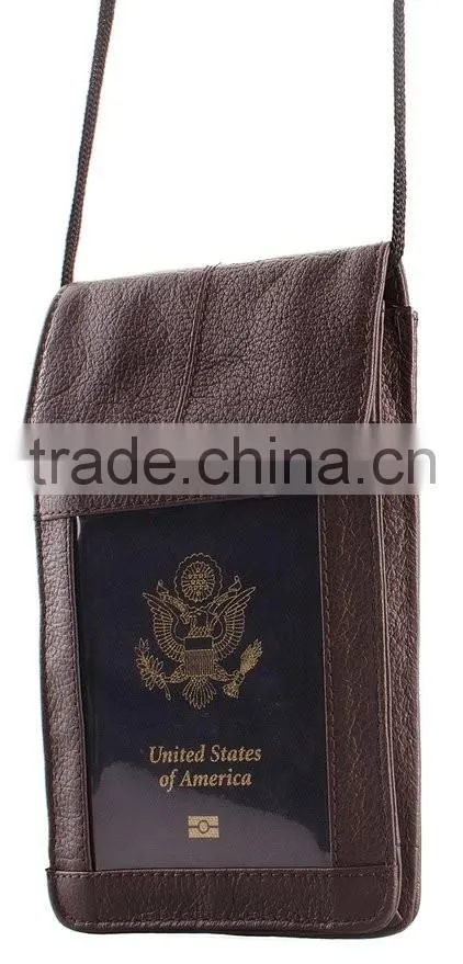 Handmade Genuine Leather Hanging Travel Document Organizer Passport Neck Pouch