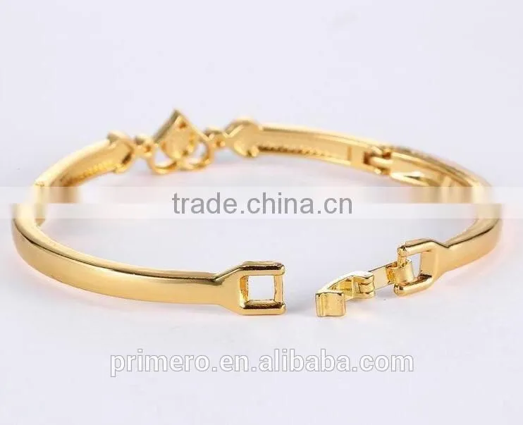 Hot sale New Fashion Crystal Gold Plated Bracelet Heart-shaped Bangle