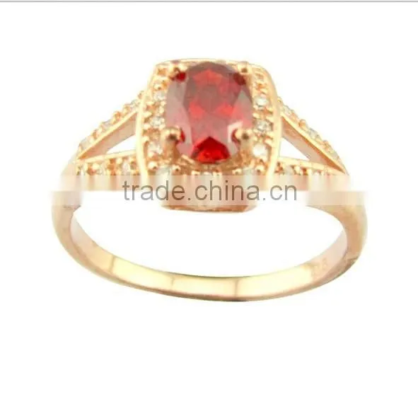 ruby plating rose gold gemstone silver ring jewelry