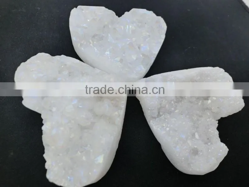 Natural Jewelry accessory agate White Druzy Heart Shape Pendant Loose Stone