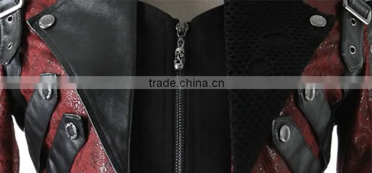 Y-349 red Gothic Punk Rave Studded Special Hot Punk Leather Jacket