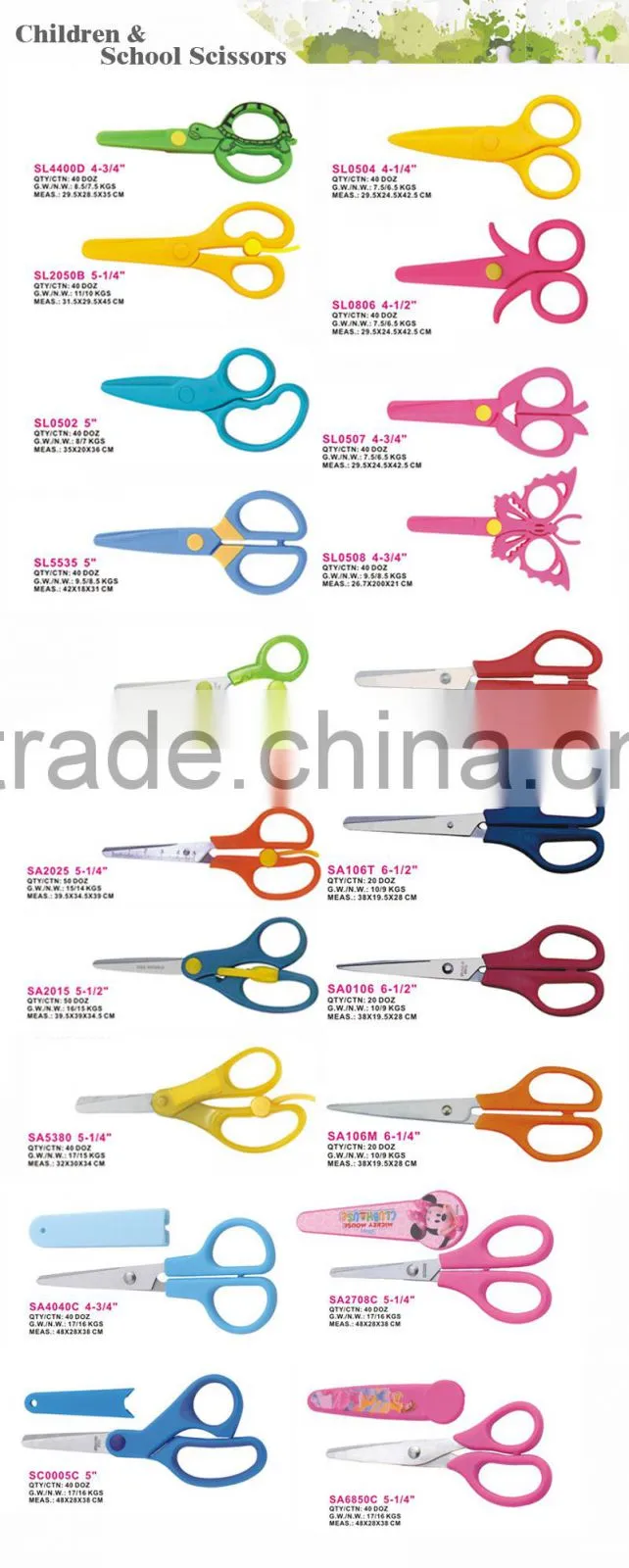 5" new PP/ABS handle scissors for student