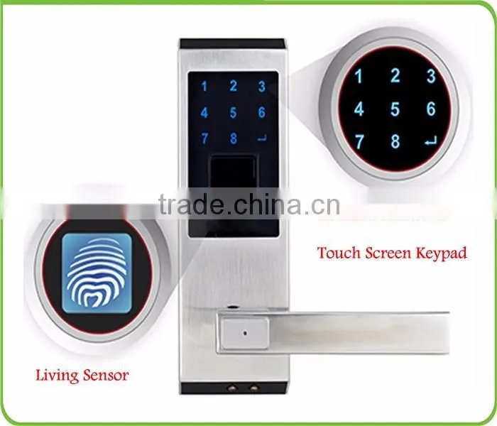 Touch screen stainless steel fingerprint door lock system fingerprint lock