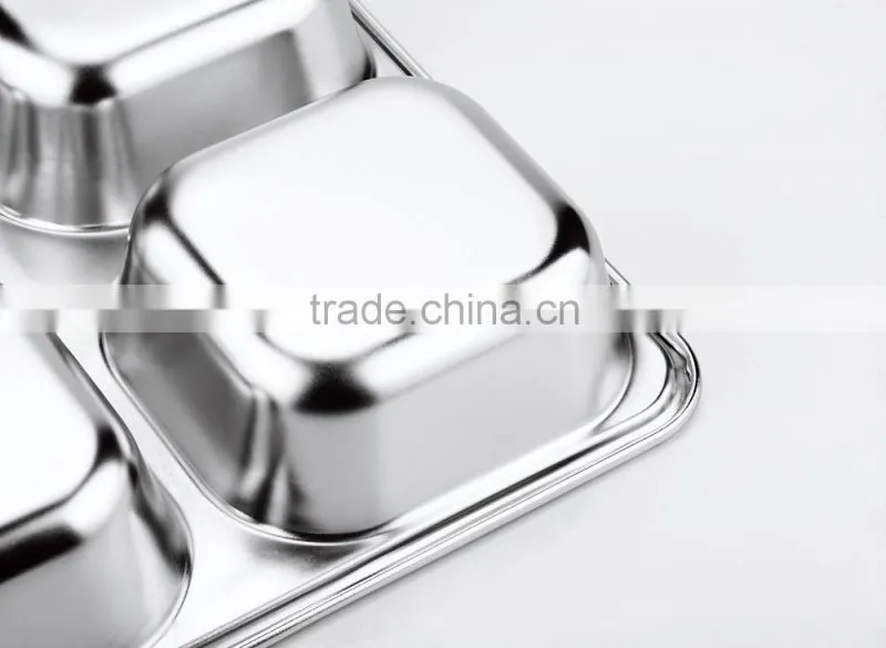 stainless steel lead and bpa free dinner square thick plate with cover for hotel 2015