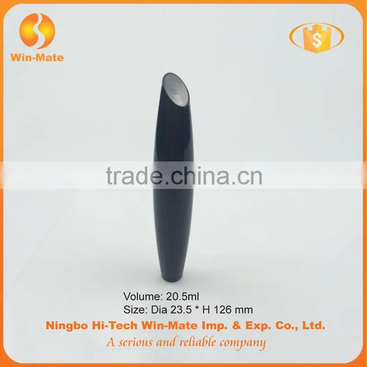 FREE SAMPLE black special design flat 126*23.5mm cosmetic plastic mascara tube