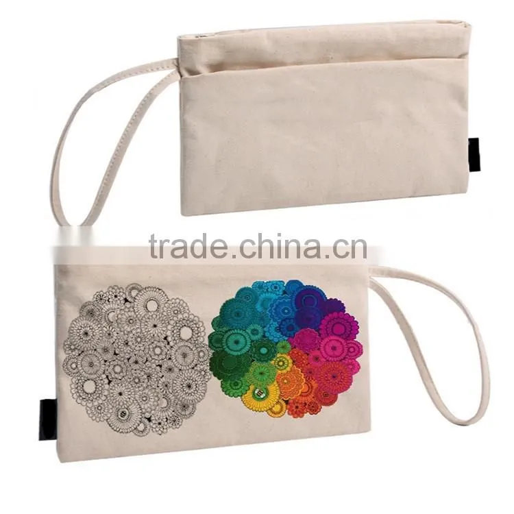 Natural plain cosmetic clutch beige toiletry bag
