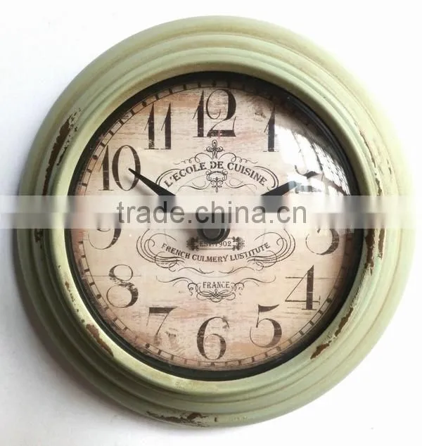 Dia 20cm Country Style Round Metal Wall Clock