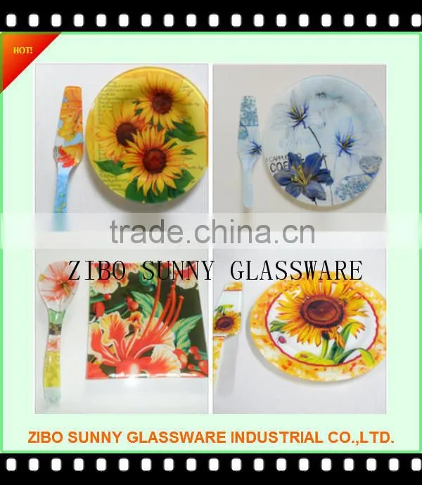 3pcs fashion printed tempered glass plate fruit plate