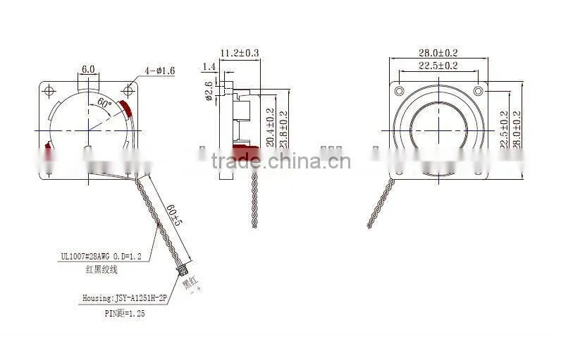 28mm 8ohm 2w mini square speaker