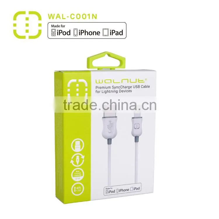 customized mfi flat charging cable with ABS housing