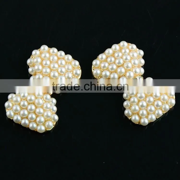 Wholesale Lovely Bow Shape Pearl Embellishment,Pearl Accessories Plated With Gold For Headband