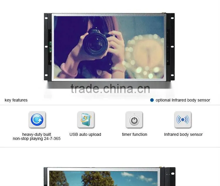 15 inch elevator flexible mount open frame lcd advertising screen for auto loop display