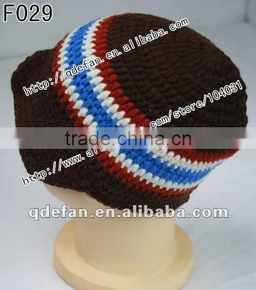 wholesale 100% cotton plain knitted patterns crochet baby boy caps infant peaked cap